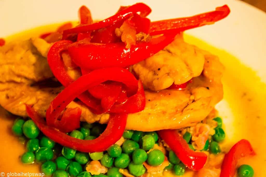 Chicken with marsala and red peppers