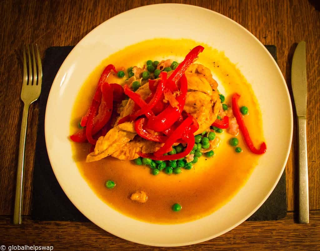 Chicken with marsala and red peppers