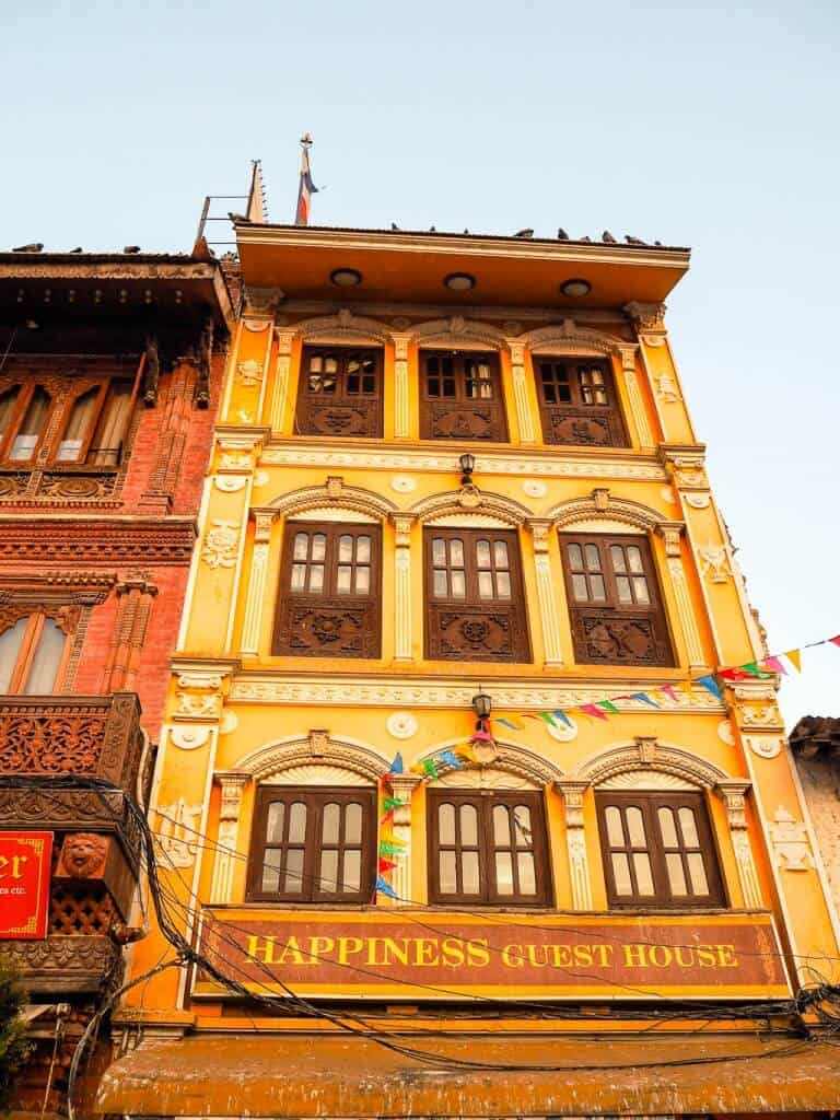 A guesthouse in front of Boudha Stupa