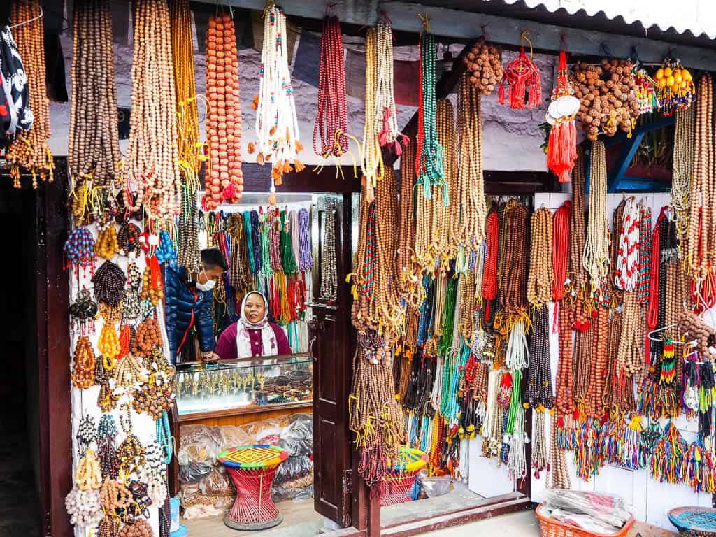 A Tibetan Bead Shop across from Boudha Stupa