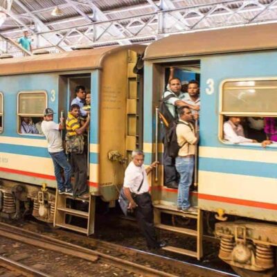 People on Kandy to Galle train