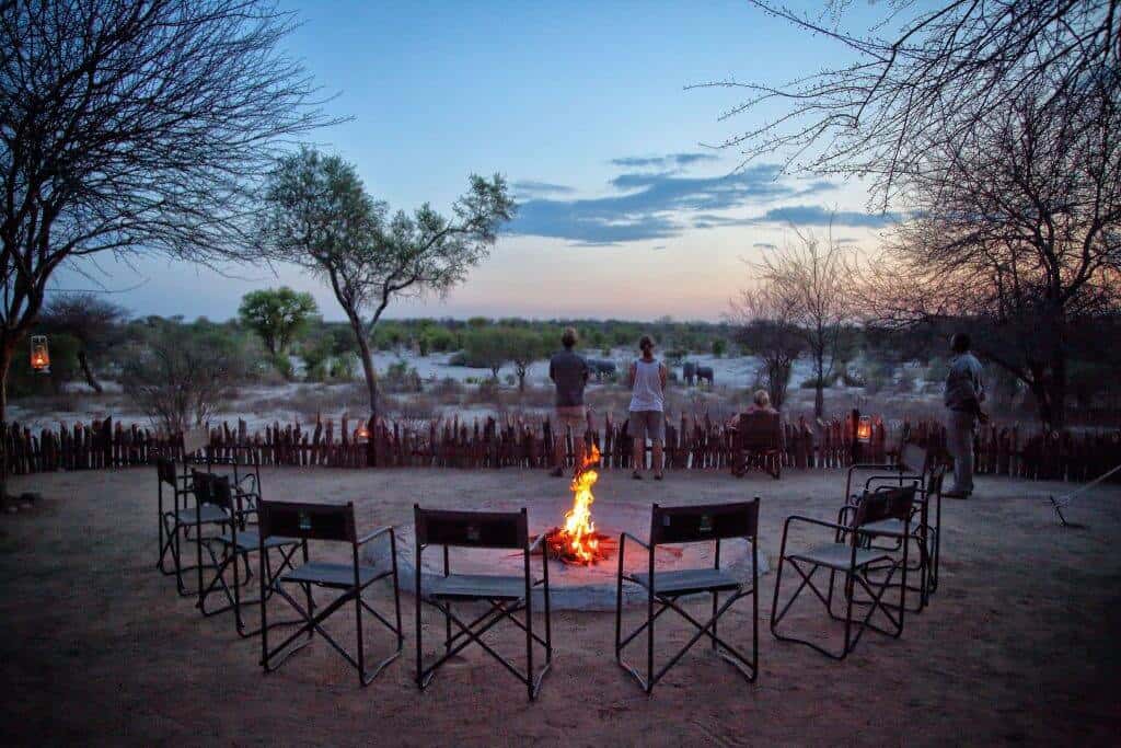 Sitting around the campfire in Botswana, Africa