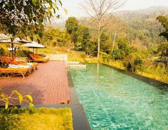 The swimming pool at The Pavilions Himalayas Nepal